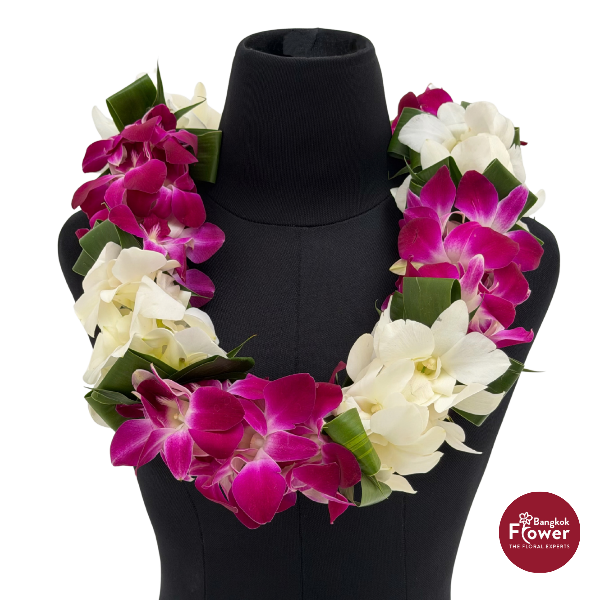 Lei Double Bom + White + Leaves