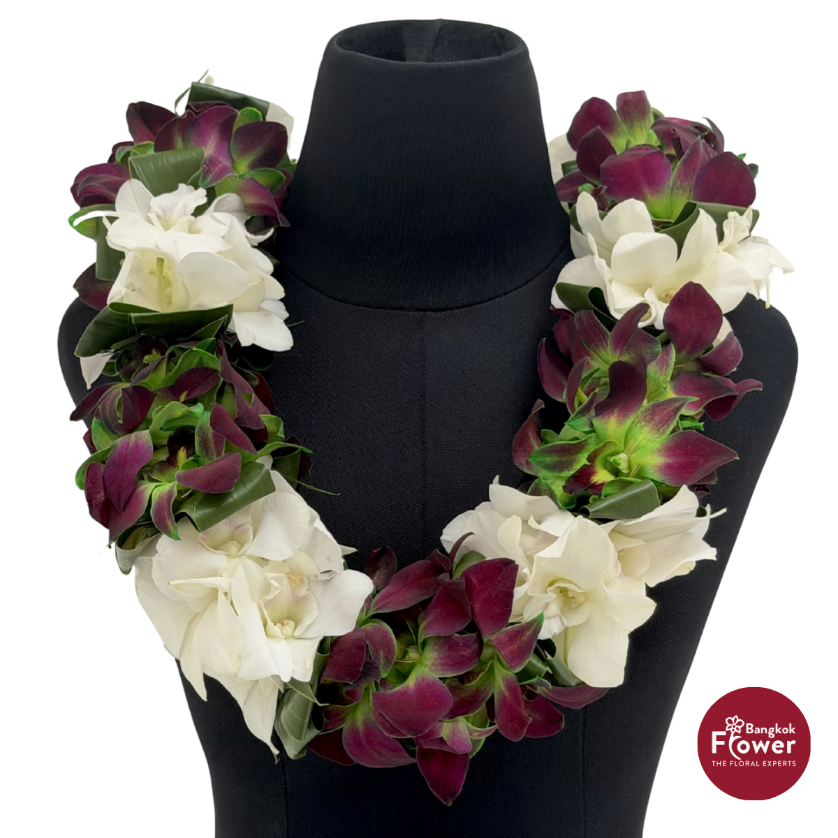 Lei Double Bom Green + White + Leaves