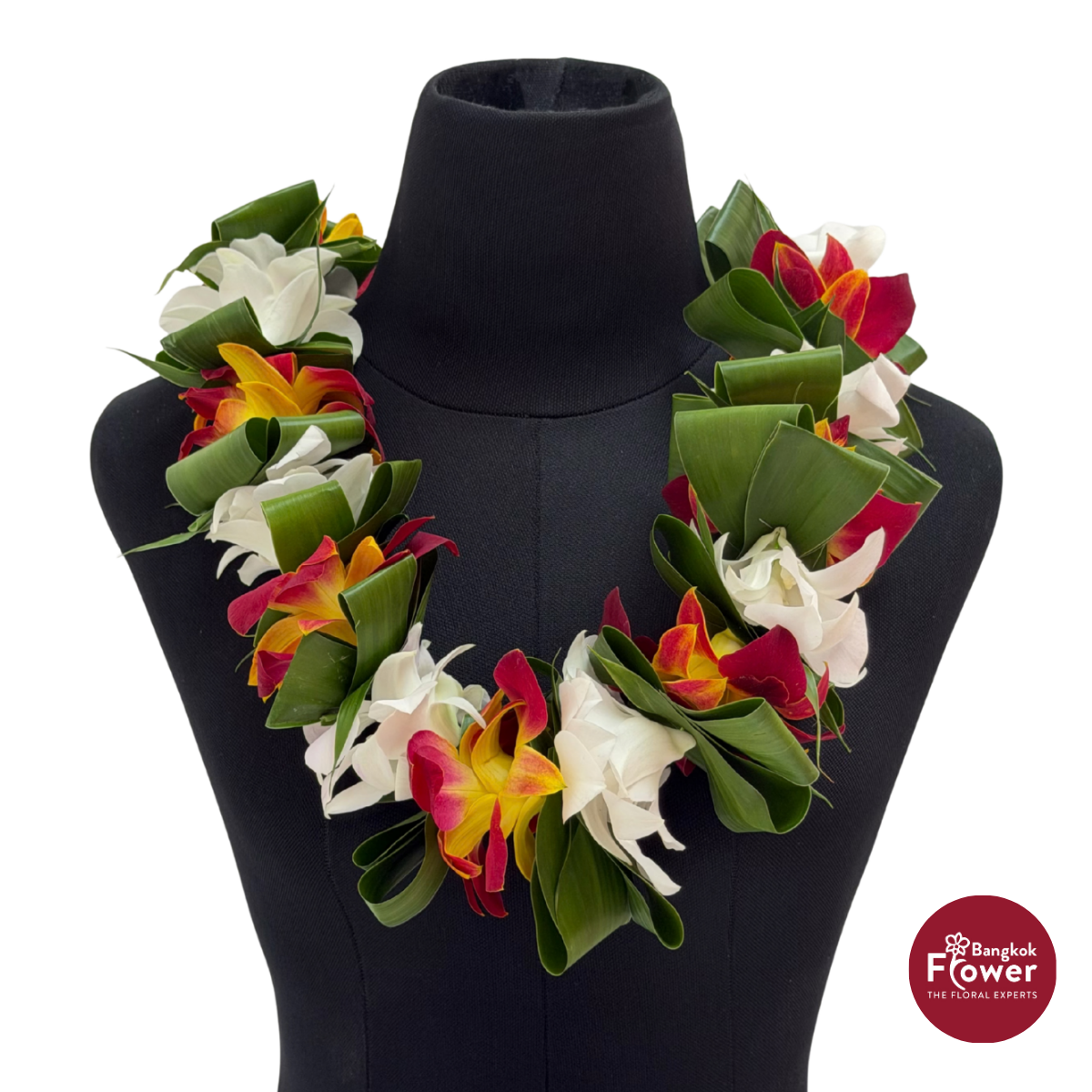 Lei Single Bom Yellow + White + Leaves